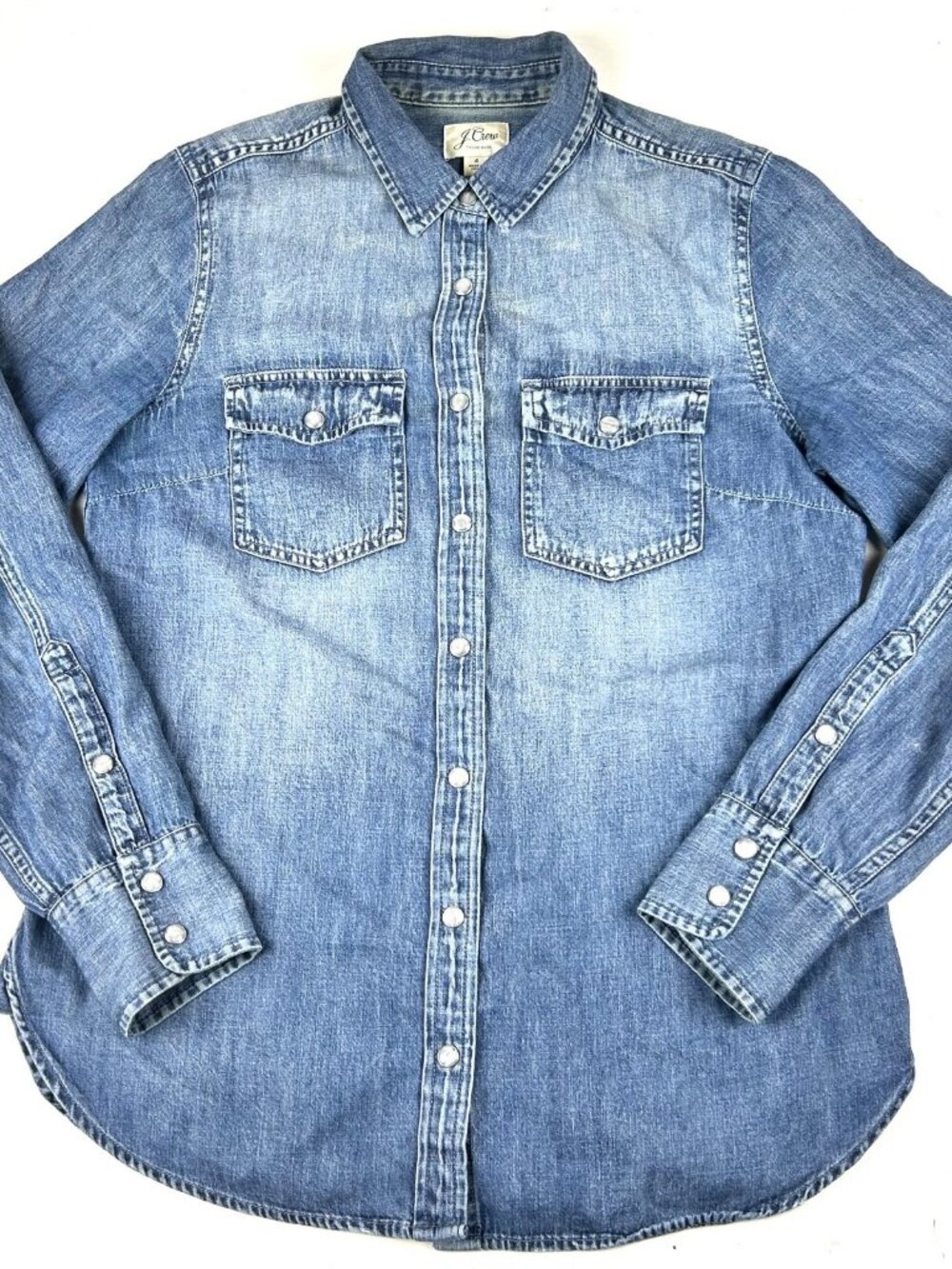 J.Crew Denim Western Shirt Women's 4 Light Blue Snap Buttons